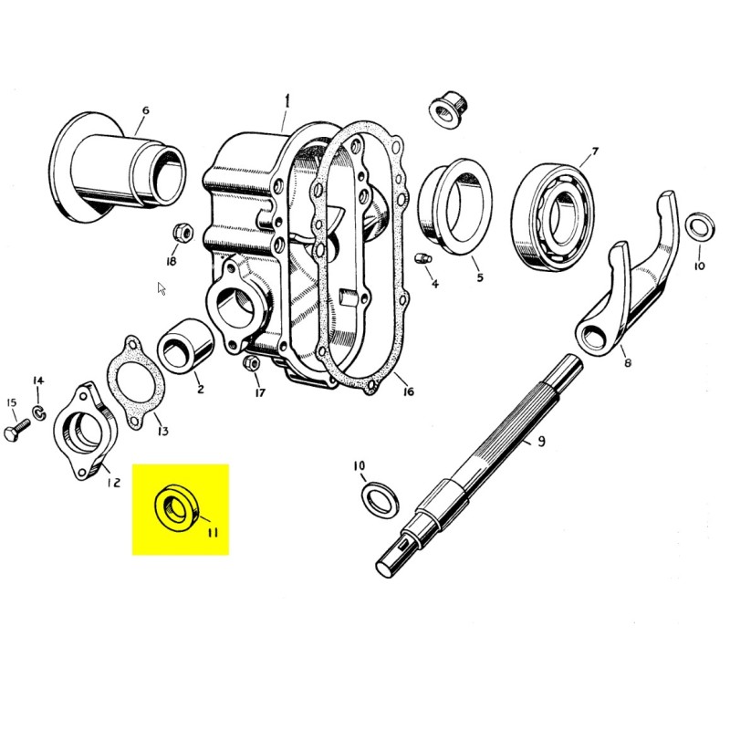 Oil seal early clutch cross shaft RHD 1948-71