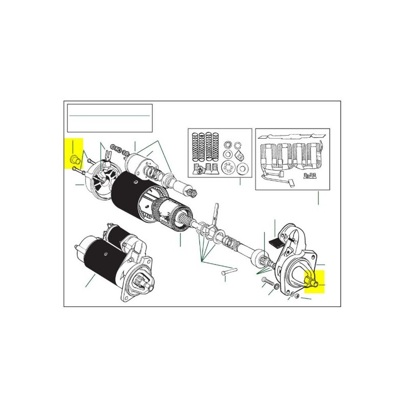 Starter motor Lucas bushes kit - diesel engine