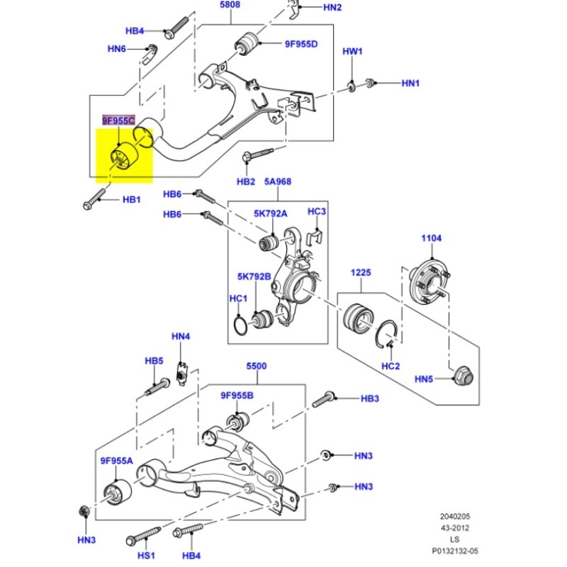 Silent bloc supérieur avant - bras de suspension arrière
