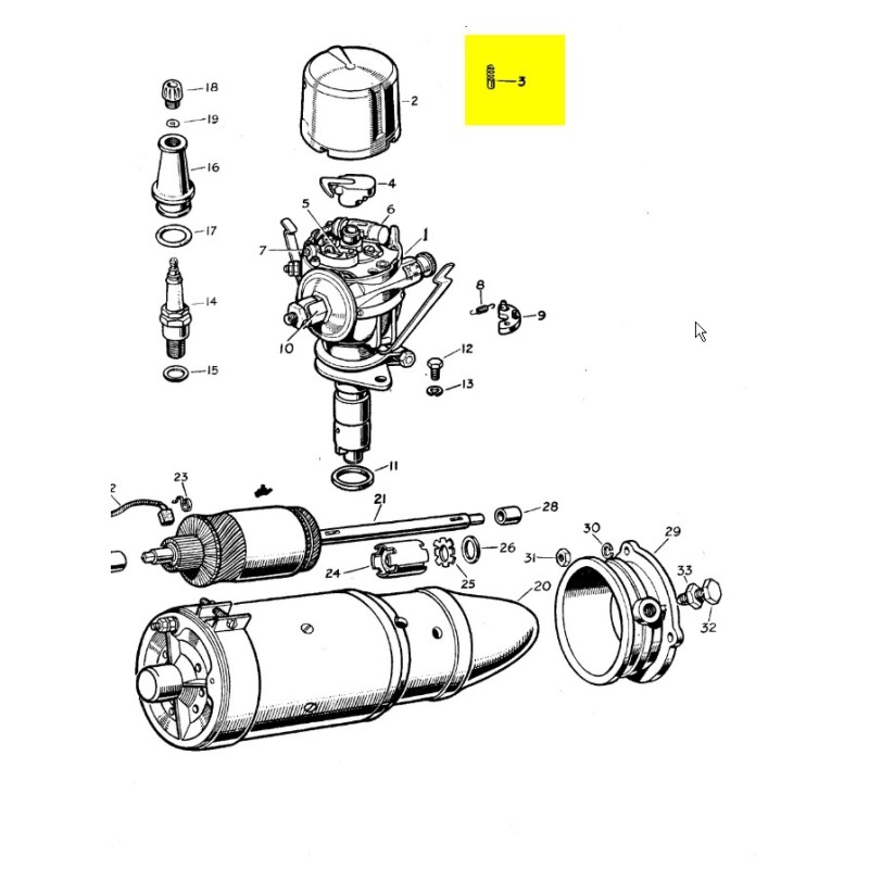 Charbon d'arrivée de courant et ressort - distributeur DVXH4