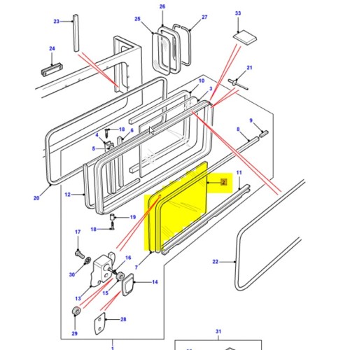 Vitre latérale coulissante hard top - claire - 1988-2001