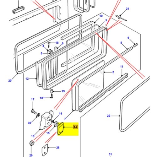 Block fixing catch slide window - upto 2001