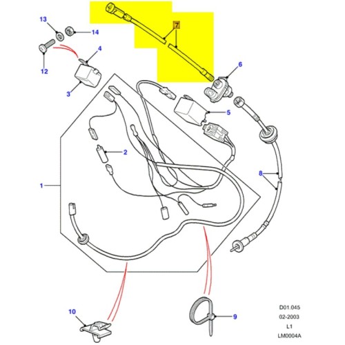 Câble supérieur de compteur Def 1983-2006