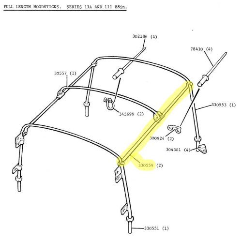 Hoodstick side rail - 88"