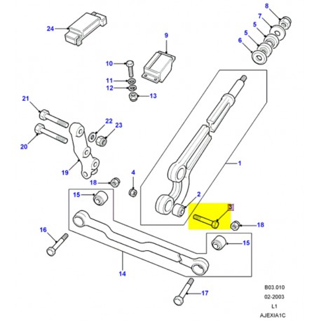Bolt 5/8 UNF x 3.5" - radius arm front up to 1993