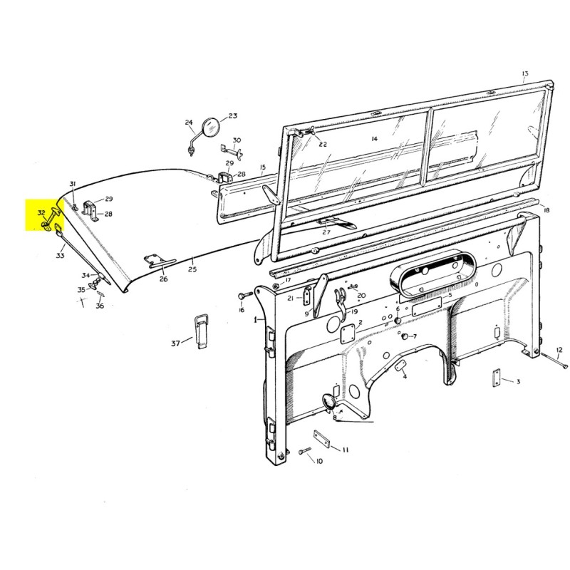 Bonnet fastener Minerva - used