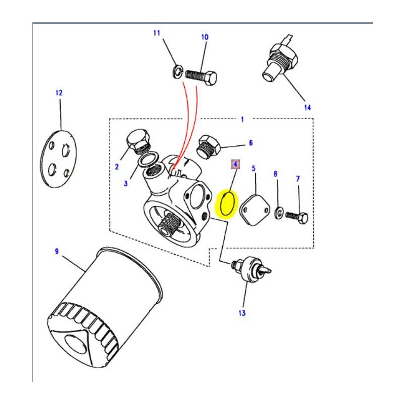 O ring support filtre à huile