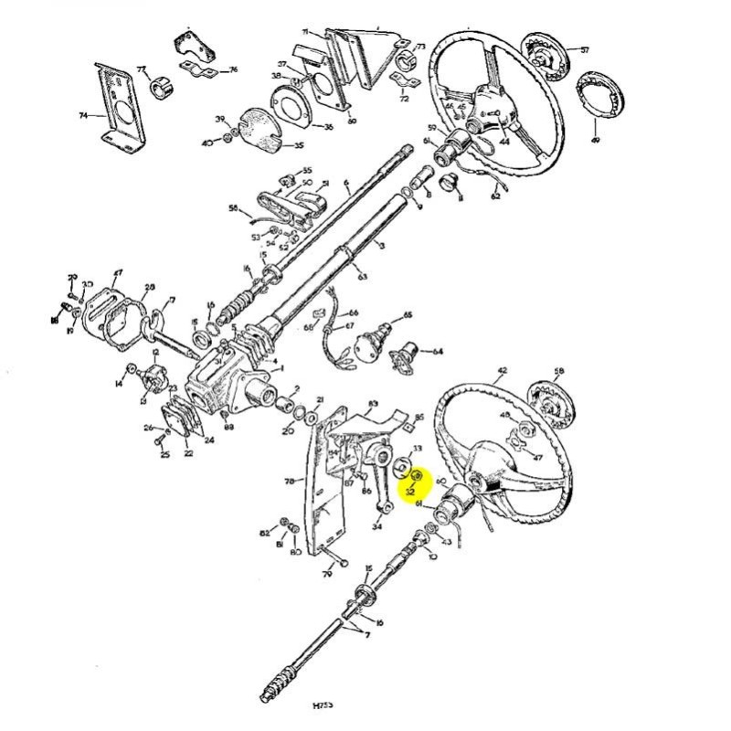 Ecrou sortie colonne de direction 3/4 UNF