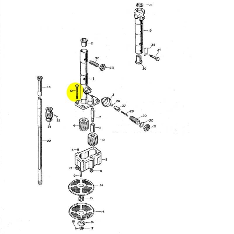 Vis fixant couvercle  pompe à huile 5/16 X 2 1/2 BSF