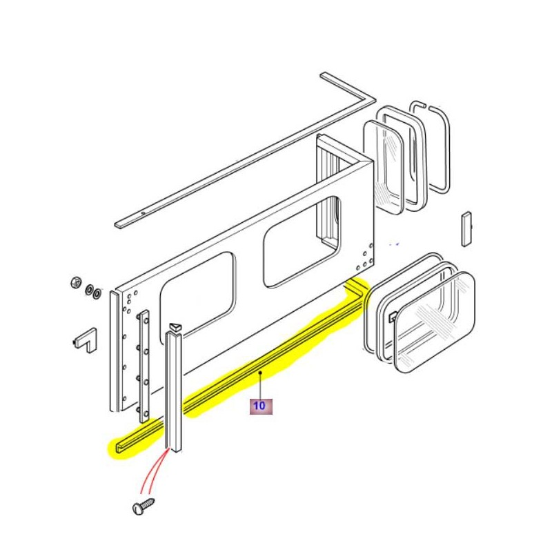 Joint caoutchouc hard top - benne 109" & 110" 3 portes