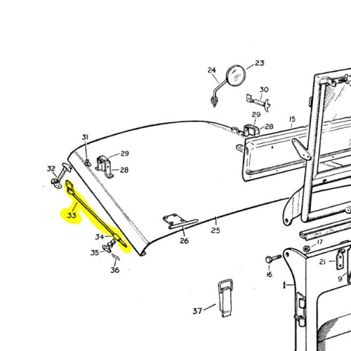 Prop rod for bonnet - used