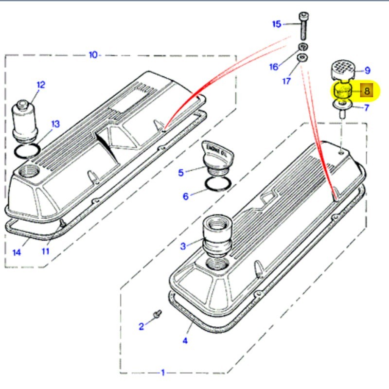 Mousse prise d'air cache culbuteurs / soupapes V8 EFI