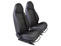 Premium modular seat - Front Pair - Full black leather - Black stitching