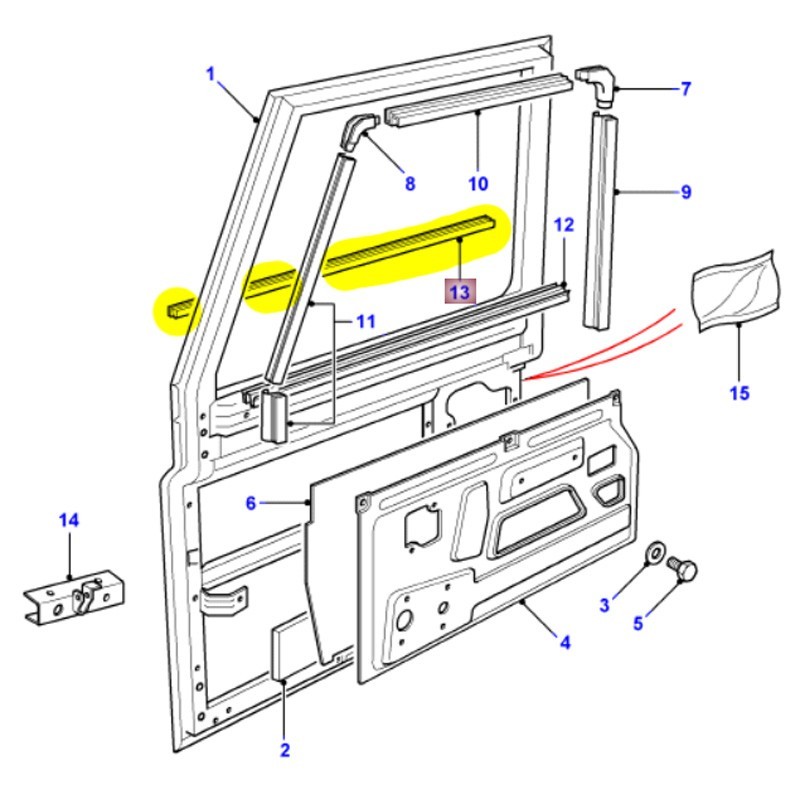 Front door seal waist