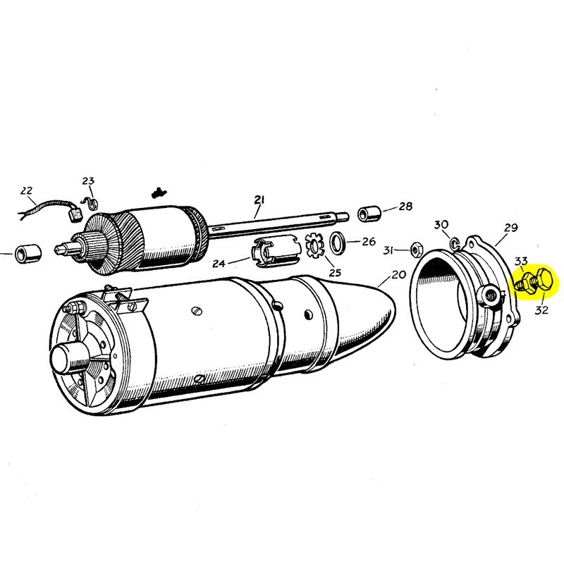 Special bolt locating starter in housing - used