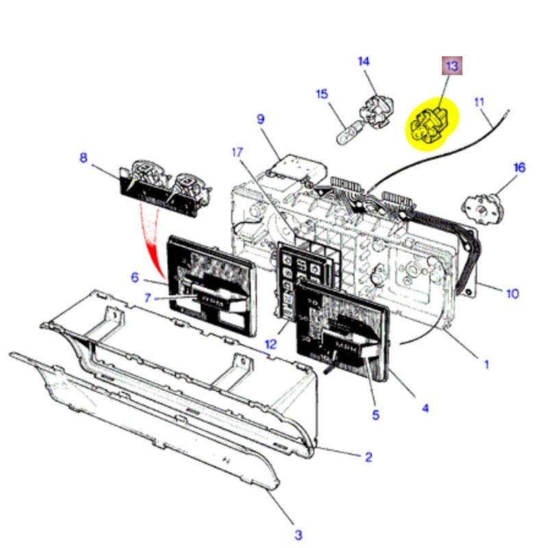 Bulb & holder warning light RRC 1985-1990