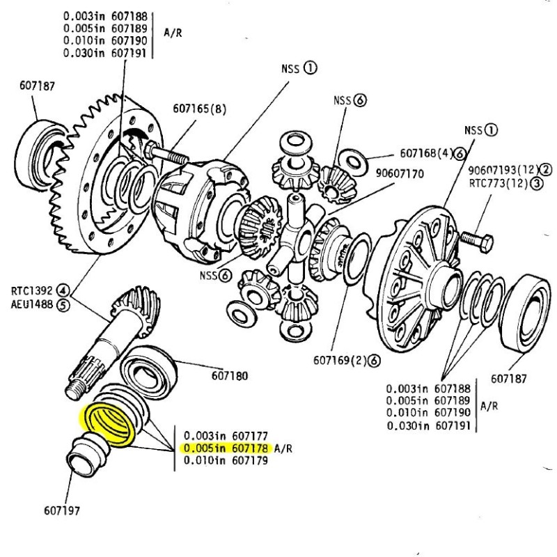 Thrust washer .005" crown pinion salisbury
