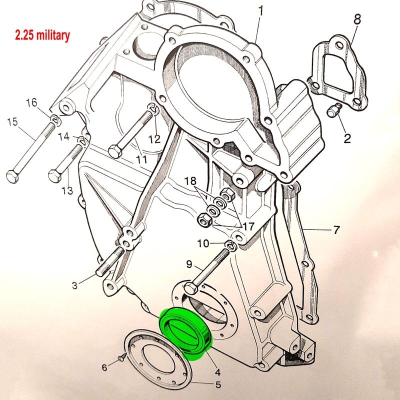 Oil seal front cover 6 cyl. & 4 cyl. military