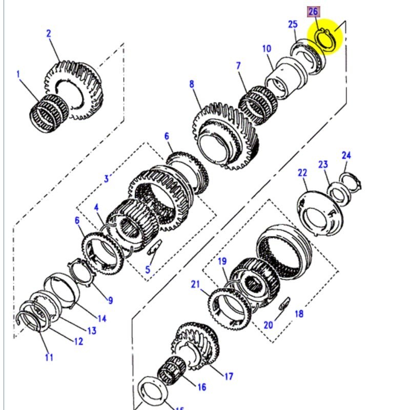 Circlip rear mainshaft gear LT77