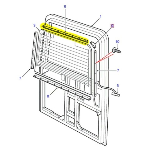 Retainer rear safari glass - top