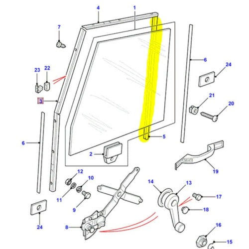 Channel glass - rear