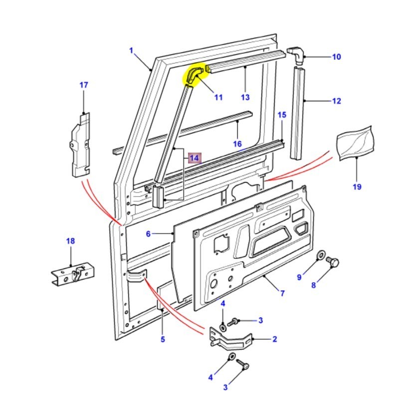 Door channel filler front top