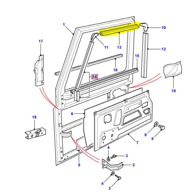Profilé plastique vitre avant - supérieur