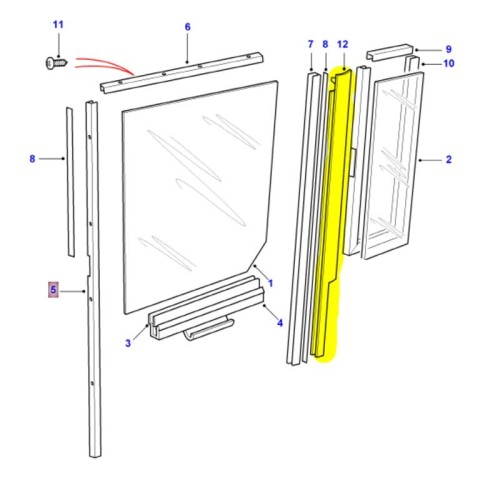 Guide de glissière de vitre porte latérale arrière - droit