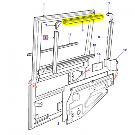 Window channel filler - top - LH second row door