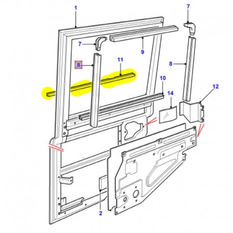 Rear right second door seal waist outer