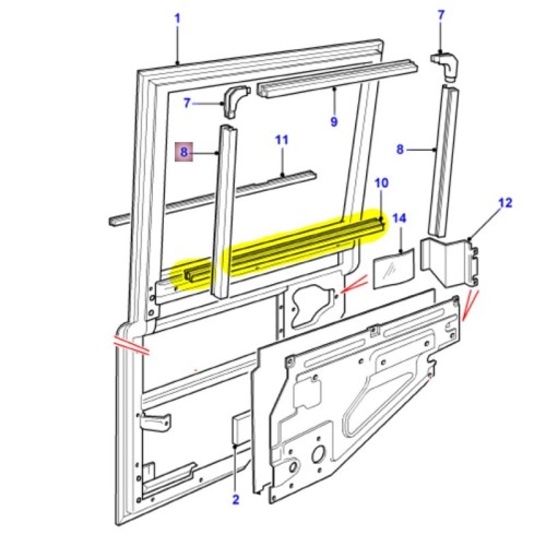 Rear second door seal waist inner