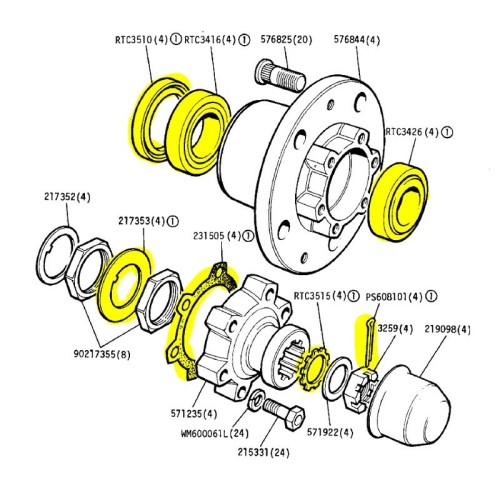 Wheel bearing kit to july 1980