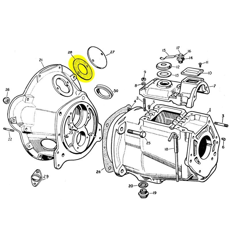 Joint caoutchouc de couvercle 1948-58
