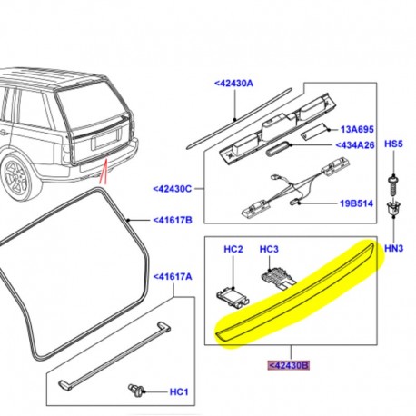 Rear moulding door luggage compartment