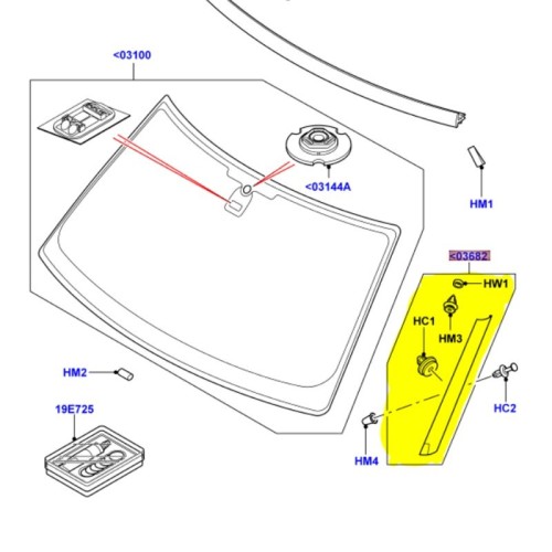 Moulding windshield RH black outer