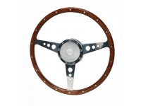 Wood rim 15" steering wheel & silver 48 spline boss