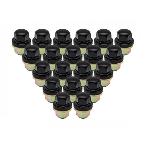 Set wheel nut black 20x