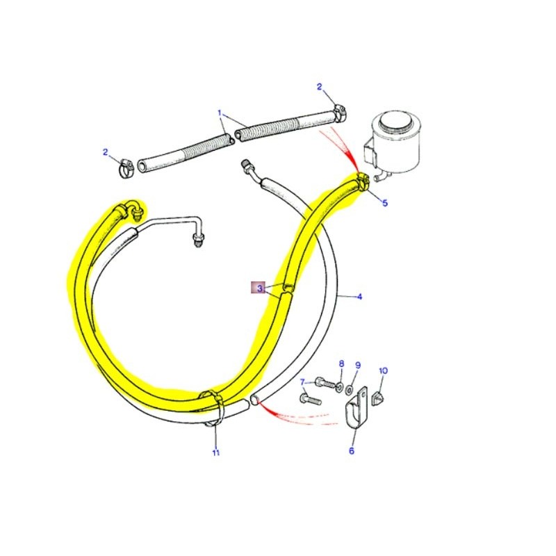 Hose p.a.s. steering box to reservoir - V8