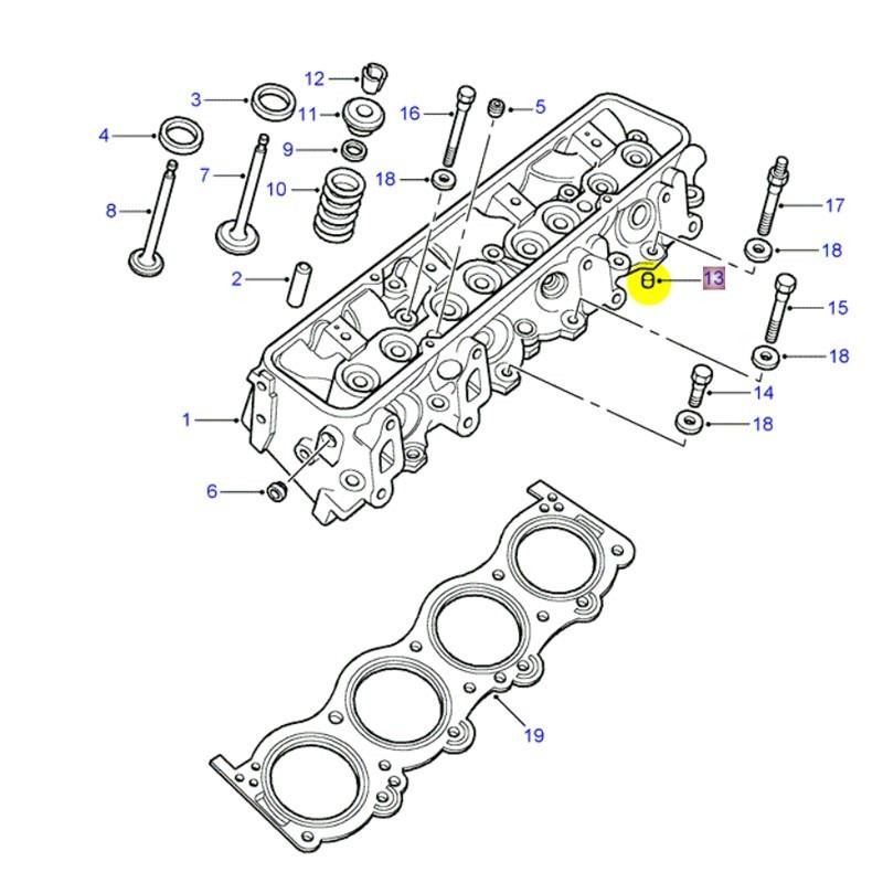 Dowel in cylinder head V8