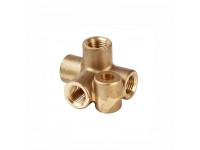 Brass connector 4 way 3/8 x 24 UNF