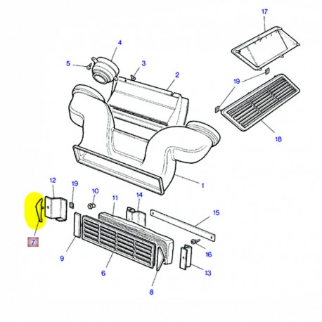 Plastique grille de ventilation intéreur droite