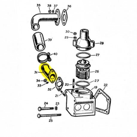 Water inlet to thermostat - used