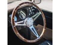 Wood rim 15" steering wheel & silver 48 spline boss