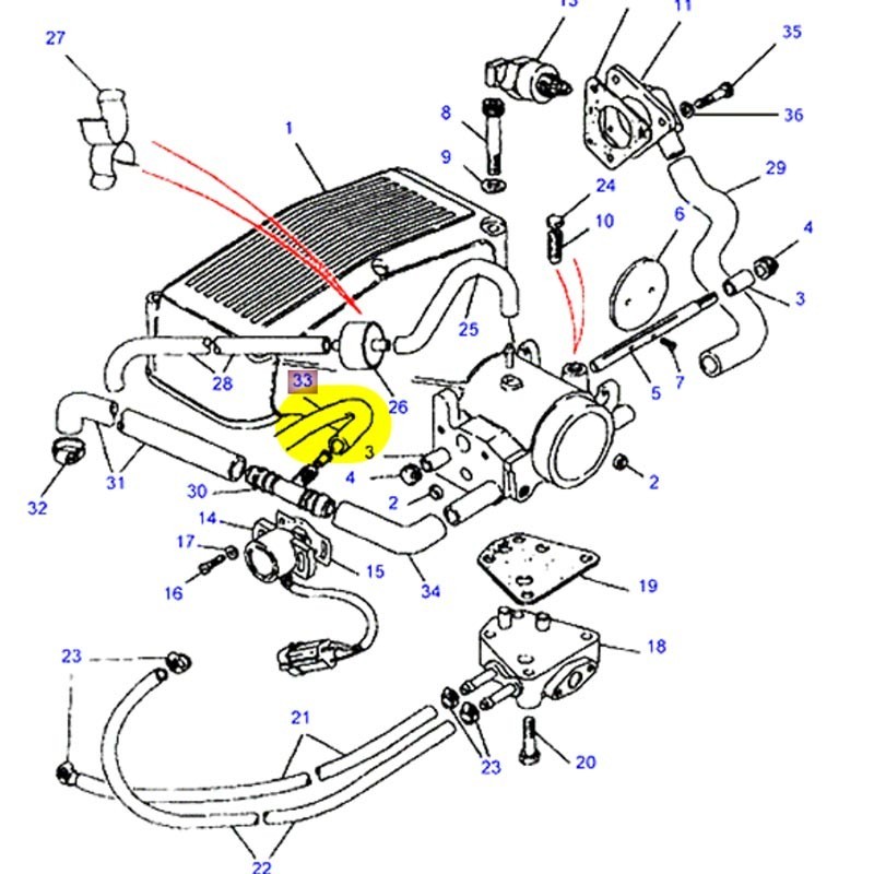 Hose solenoid valve to housing V8 EFI
