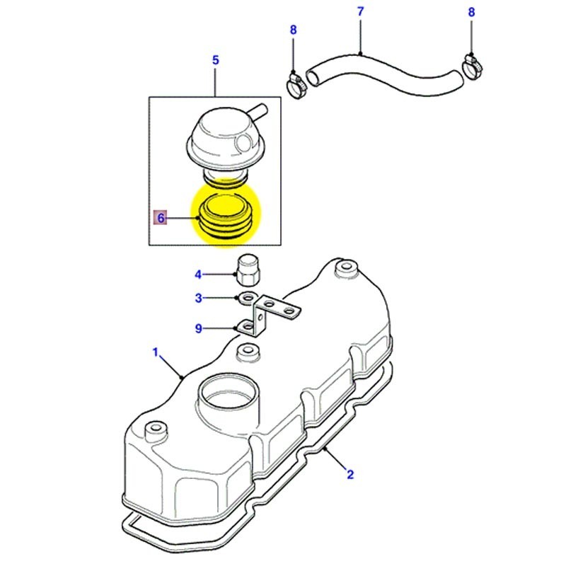 O ring breather rocker cover