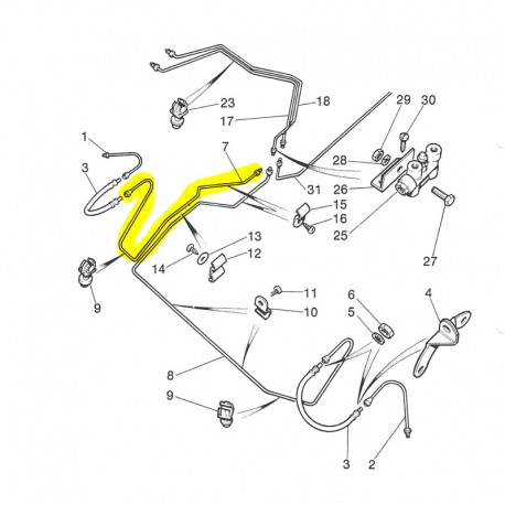 Tuyau de frein avant droit - double circuit - avant 1980