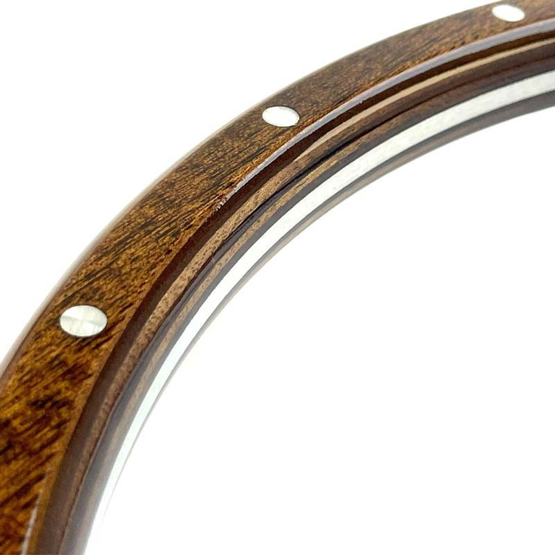 Wood rim 15" steering wheel & silver 48 spline boss