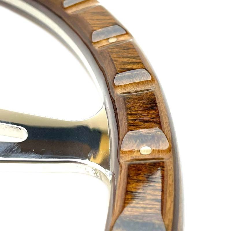 Wood rim 15" steering wheel & silver 48 spline boss