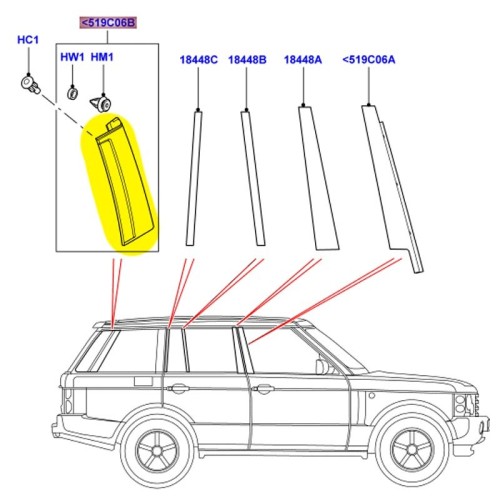 Cover RH black outer e pillar upper
