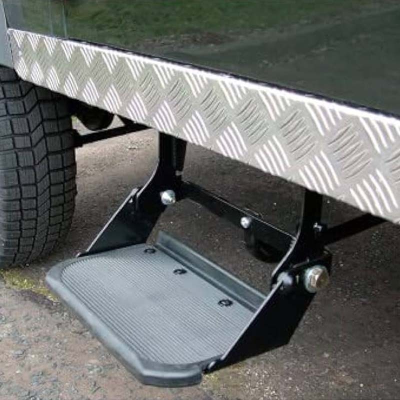 Side step - Folding - Black - Mud tread - Defender